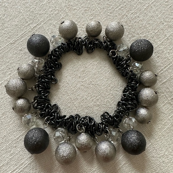 Bracelet Black, Silver, and Clear Balls - Picture 1 of 4